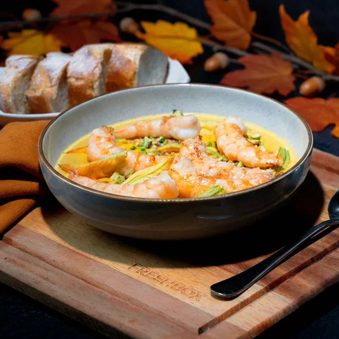 Crema de Calabaza con Camarón