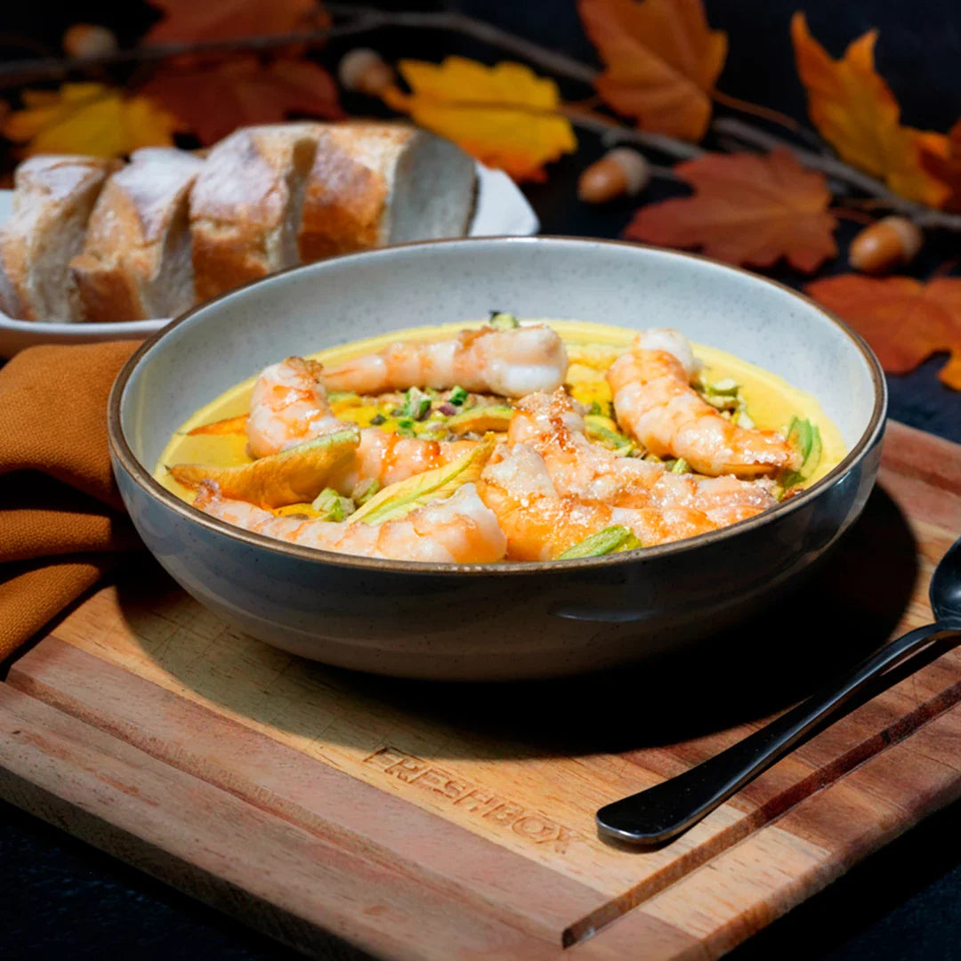 Crema de Calabaza con Camarón