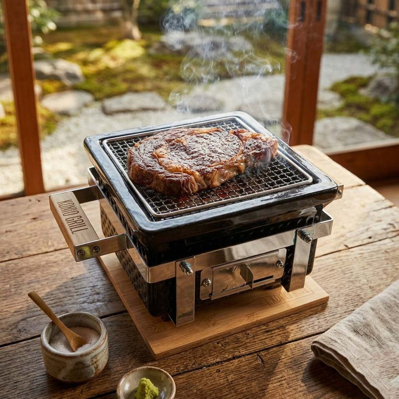 Asador Hibachi Cuadrado Mini Kuro Grill estilo shichirin portátil