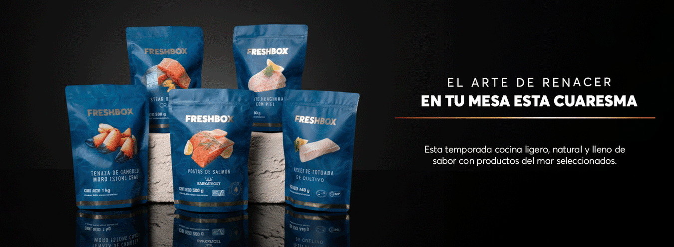 Empaques Freshbox de salmón, tenazas y pescados  para temporada de Cuaresma