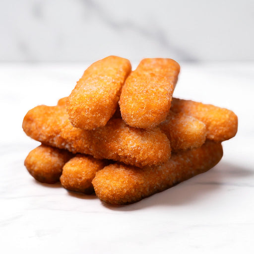 Barritas de pescado empanizado doradas, crujientes y listas para cocinar