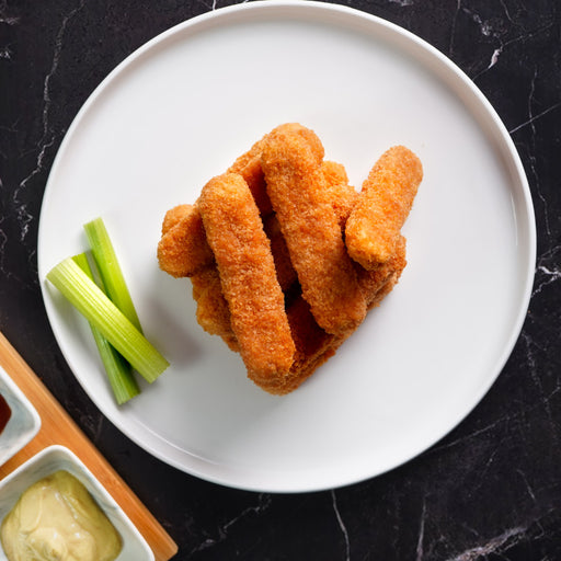 Barritas de pescado empanizado doradas, crujientes y listas para cocinar