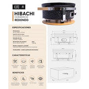 Ficha técnica Hibachi Redondo Kuro Grill - medidas y especificaciones