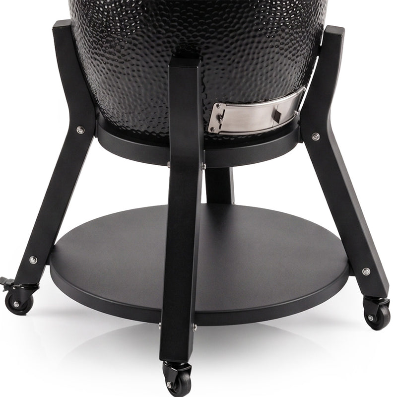 Kamado 18 Kuro Grill detalle de apertura hidráulica y acabado