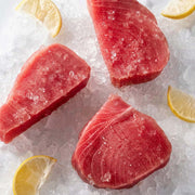 Medallones de atún aleta amarilla frescos con hielo