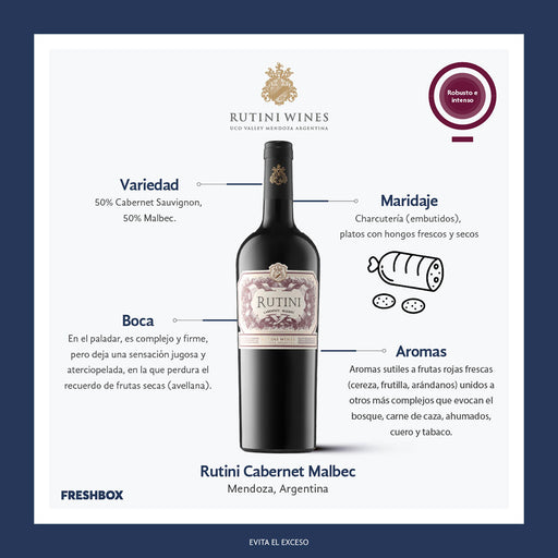 VINO TINTO RUTINI CABERNET SAUVIGNON MALBEC 750 ml